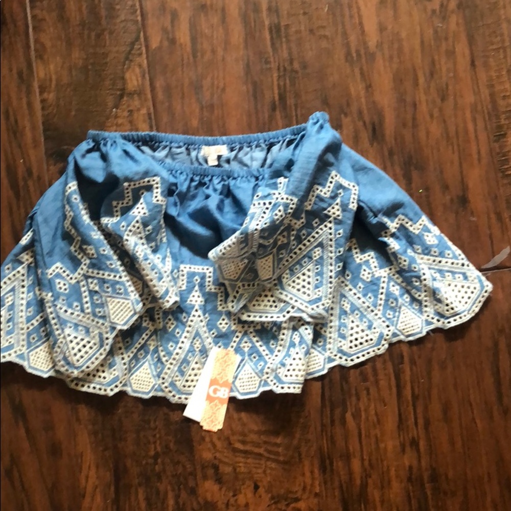 Off the shoulder blue crop top